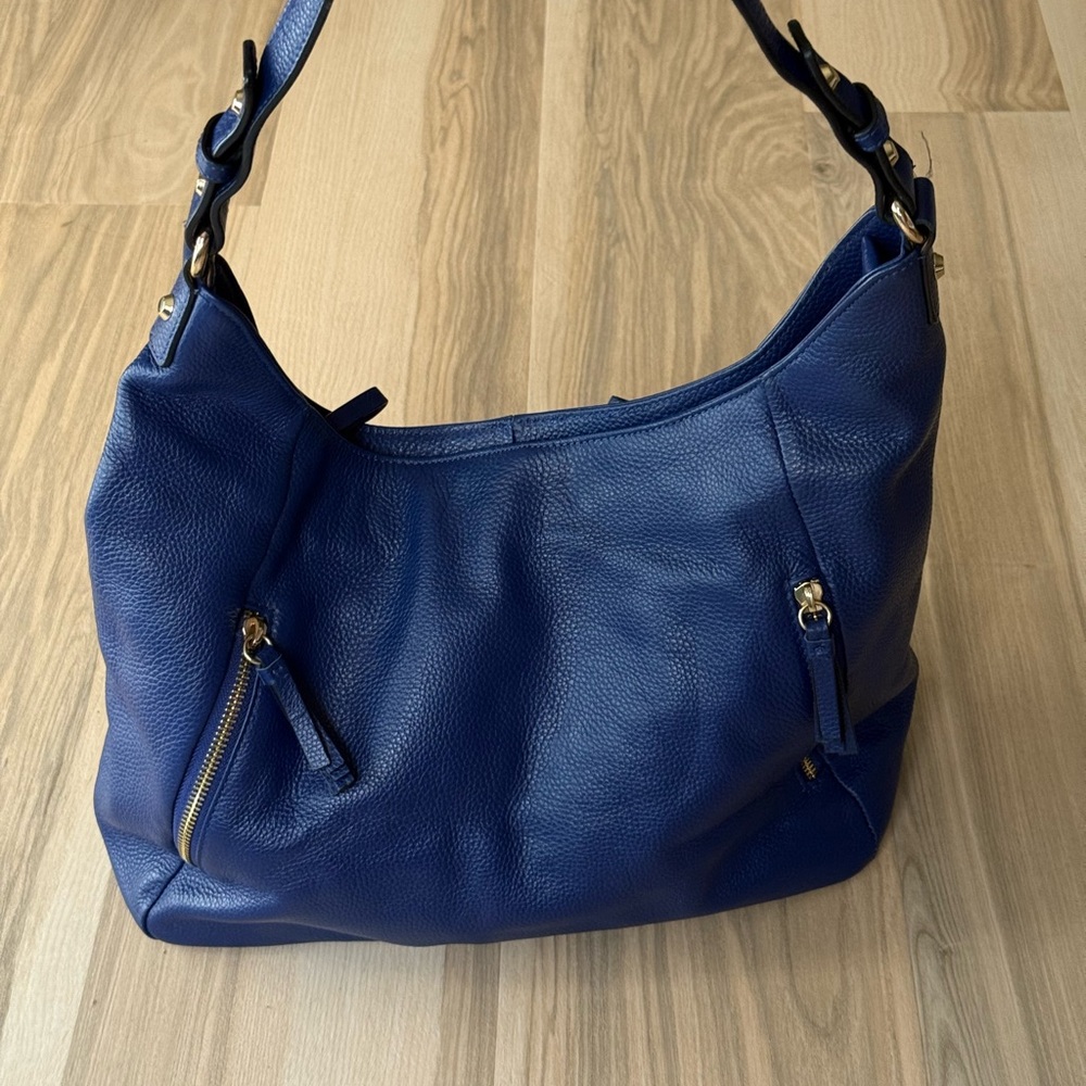 Cobalt Blue Leather Shoulder Bag
